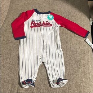 Child of Mine Red and White Striped Footie